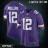 Nick Mullens Minnesota Vikings Game Player Jersey - Purple
