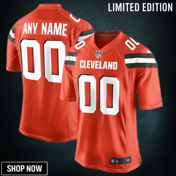 Nike Cleveland Browns Mens Orange Custom Game Jersey