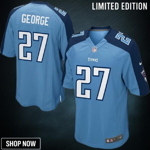 Nike Eddie George Tennessee Titans Youth Retired Game Jersey - Light Blue