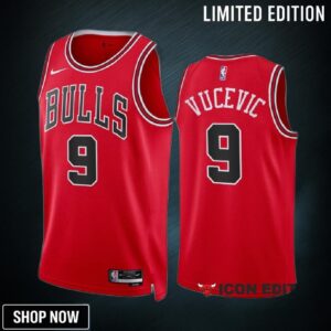 Nikola Vucevic 9 -23 Chicago Bulls Red Icon Edition Jersey Swingman