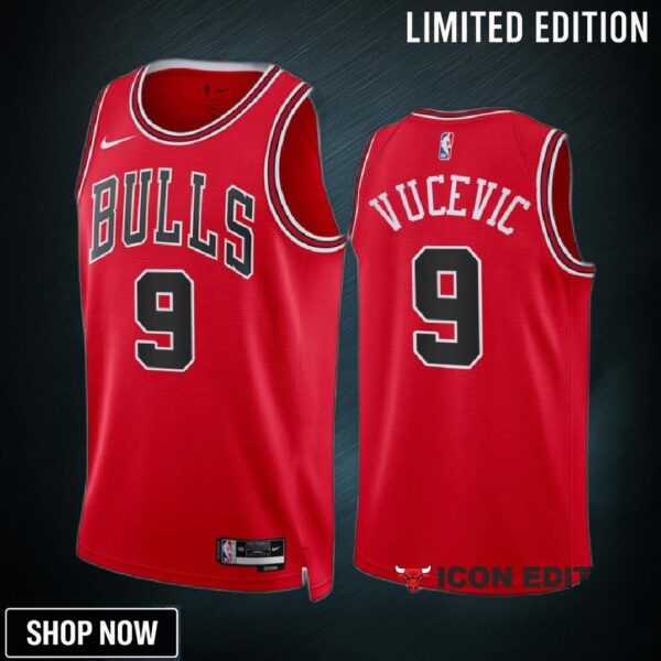 Nikola Vucevic 9 -23 Chicago Bulls Red Icon Edition Jersey Swingman