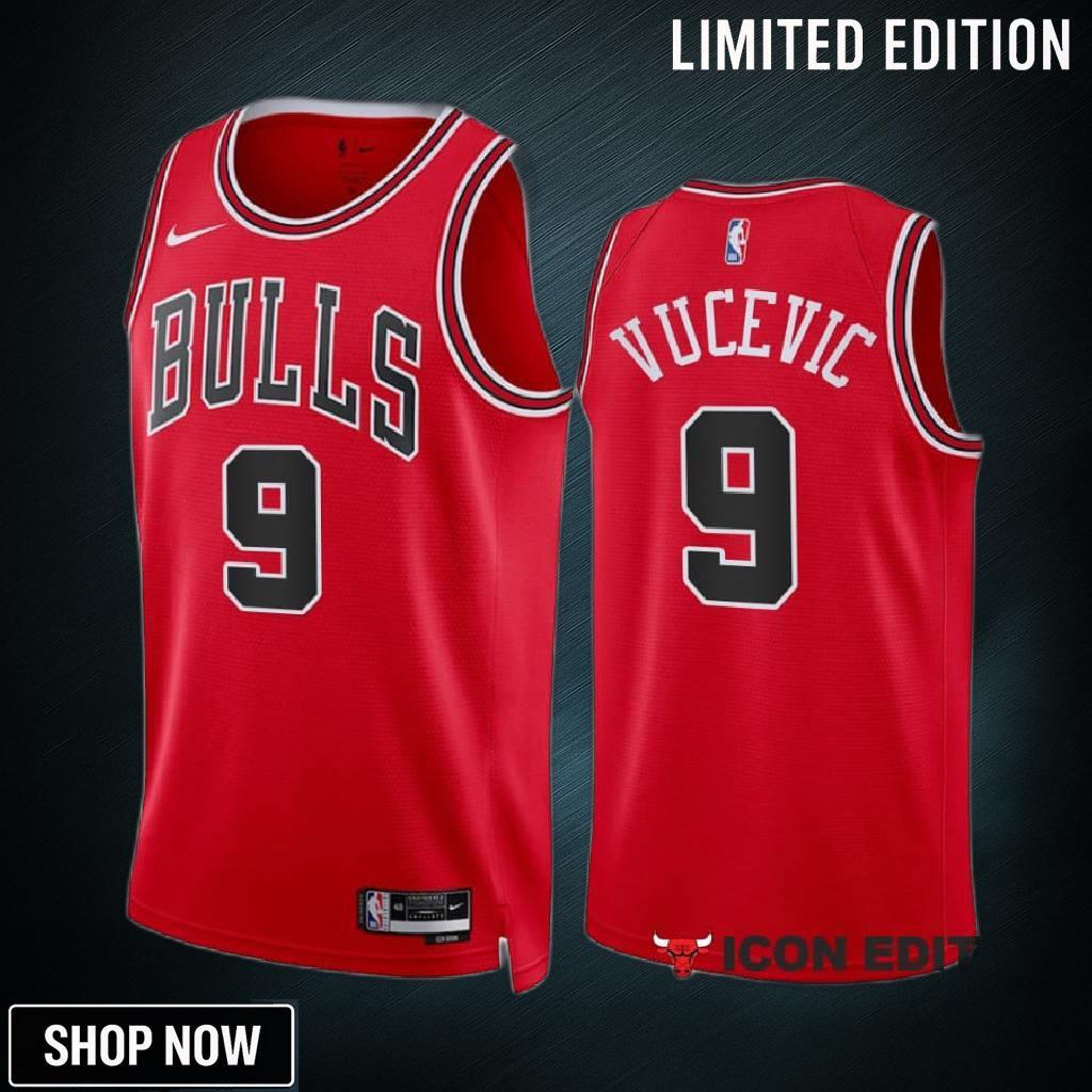 Nikola Vucevic 9 -23 Chicago Bulls Red Icon Edition Jersey Swingman