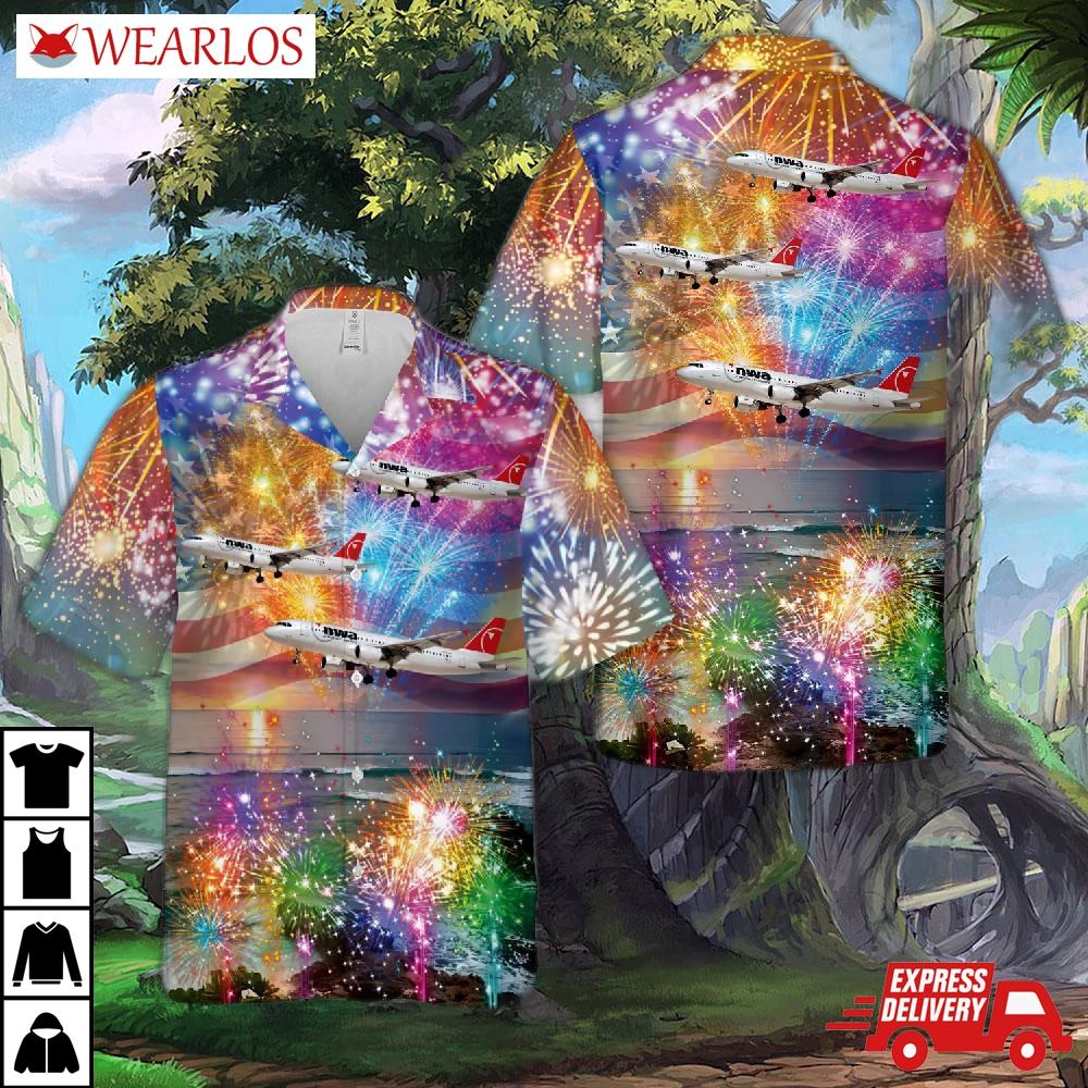 Northwest Airlines A320 (new Livery), 4th Of July Hawaiian Shirt
