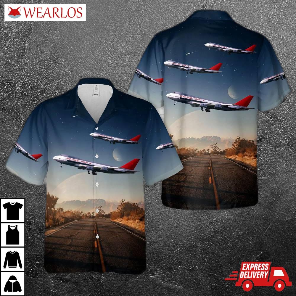 Northwest Orient Airlines Boeing 747-151 Hawaiian Shirt