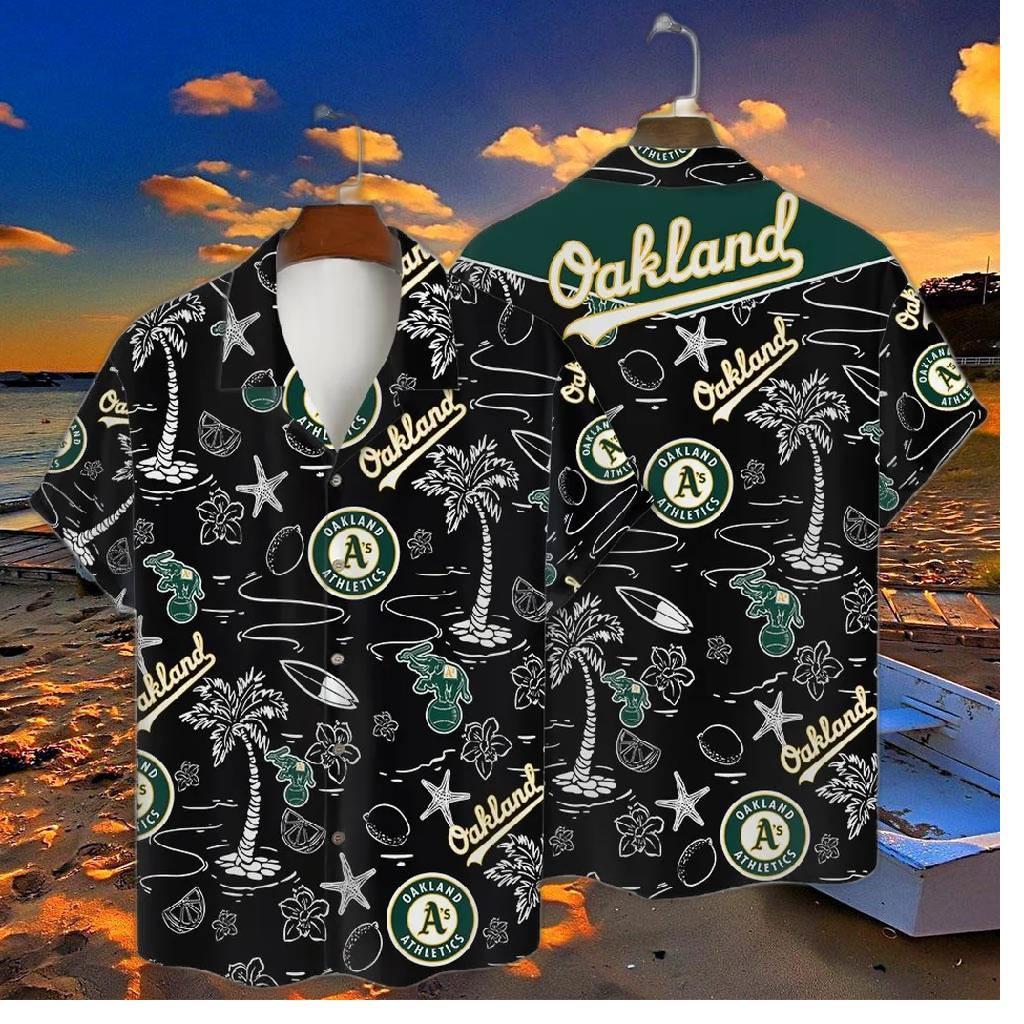 Oakland Athletics Black Tropic Hawaiian Shirt