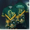Oakland Athletics Chevron Bloom Hawaiian Shirt
