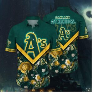 Oakland Athletics Chevron Bloom Hawaiian Shirt