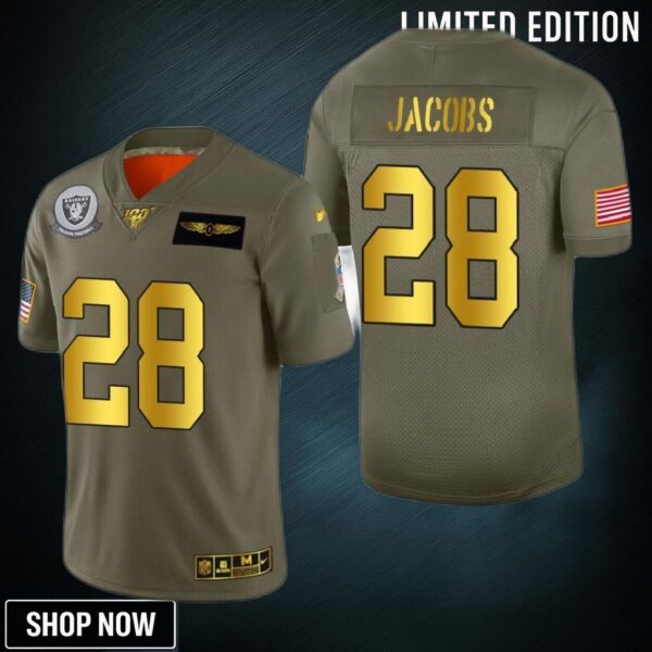 Oakland Raiders Josh Jacobs 2019 Salute To Service Nfl 100 Mens Jersey Metallic