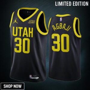 Ochai Agbaji 30 -23 Utah Jazz Black Statement Edition Jersey Swingman