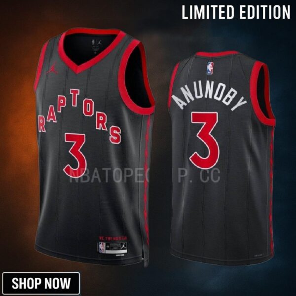 Og Anunoby 3 Toronto Raptors Black Men Jersey -23 Statement Edition Swingman