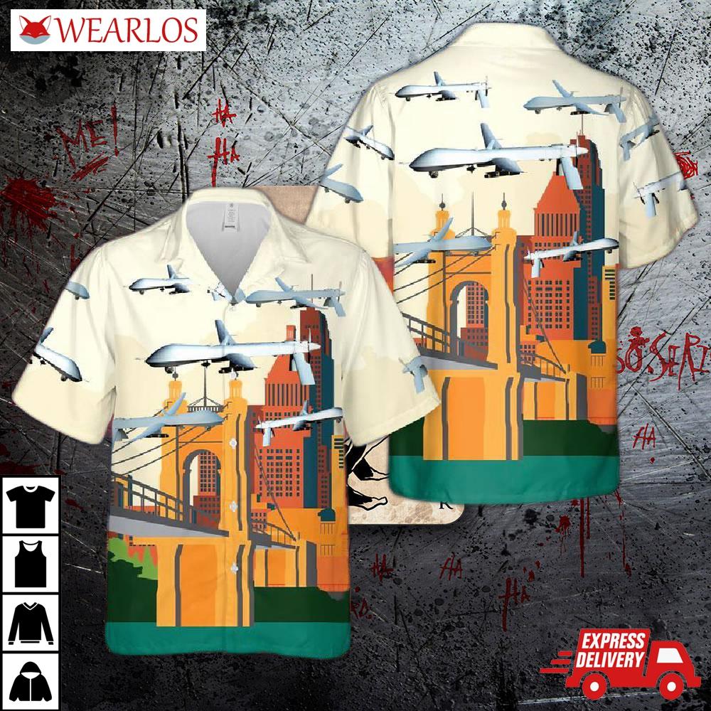 Ohio Air National Guard 178th Wing General Atomics Mq-1 Predator Uav 05-3141 Hawaiian Shirt