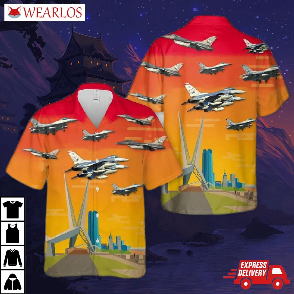 Oklahoma Air National Guard F-16c Block 42e Fighting Falcons Hawaiian Shirt