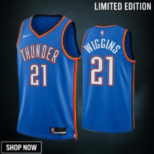 Oklahoma City Thunder -23 Aaron Wiggins 21 Icon Edition Blue Men Jersey Swingman