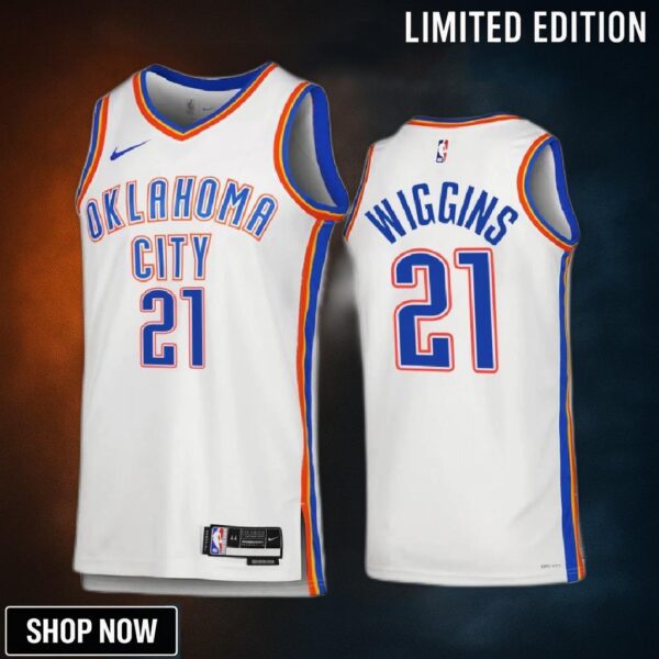 Oklahoma City Thunder Aaron Wiggins 21 -23 Association Edition White Jersey