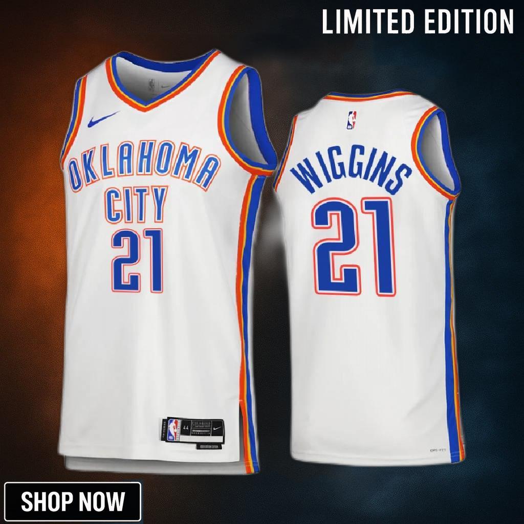 Oklahoma City Thunder Aaron Wiggins 21 -23 Association Edition White Jersey