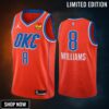 Oklahoma City Thunder Jalen Williams 8 -23 Statement Edition Orange Jersey Swingman