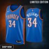 Oklahoma City Thunder Kenrich Williams 34 -23 Icon Edition Blue Men Jersey Swingman