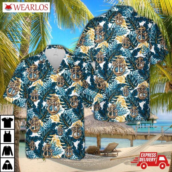 Old School Navy Chiefs Anchor Hawaiian Shirt