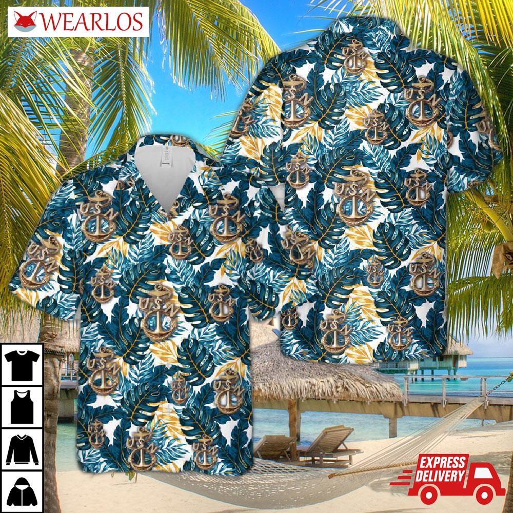Old School Navy Chiefs Anchor Hawaiian Shirt