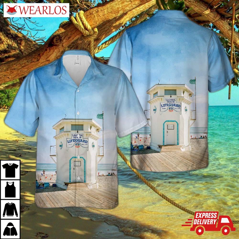 Orange County, California, Laguna Beach Lifeguard Tower Hawaiian Shirt