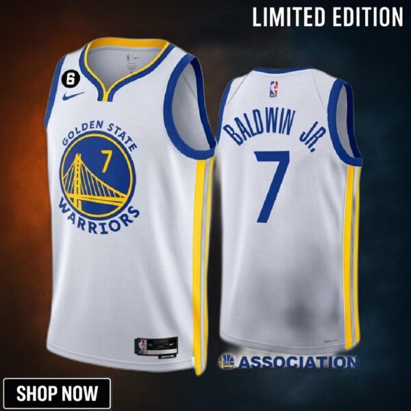 Patrick Baldwin Jr. 7 -23 Golden State Warriors White Association Edition Jersey No.6 Patch