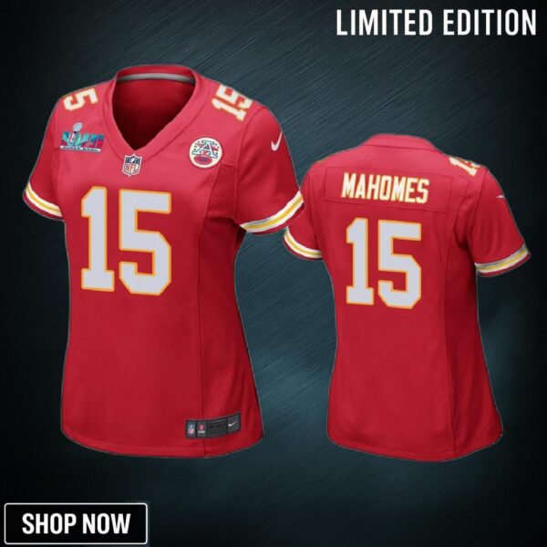 Patrick Mahomes 15 Kansas City Chiefs Super Bowl Lvii Game Jersey - Women Red