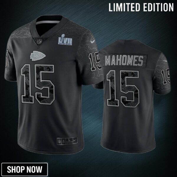 Patrick Mahomes 15 Kansas City Chiefs Super Bowl Lvii Reflective Limited Jersey