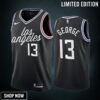Paul George -23 Los Angeles Clippers Black 13 City Edition Jersey Cursive - Men