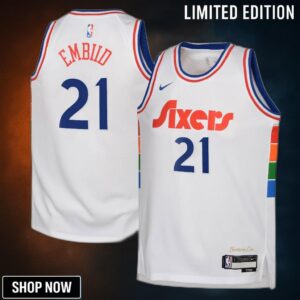 Philadelphia 76ers Nike City Edition Swingman Jersey - White Joel Embiid Youth