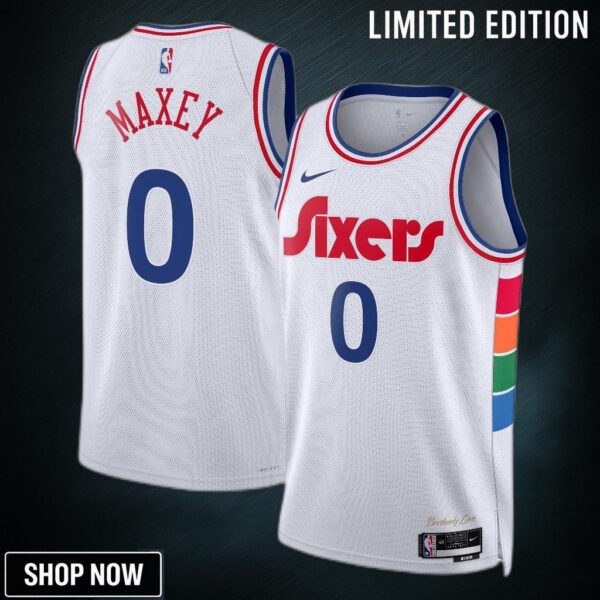 Philadelphia 76ers Nike City Edition Swingman Jersey - White Tyrese Maxey Unisex