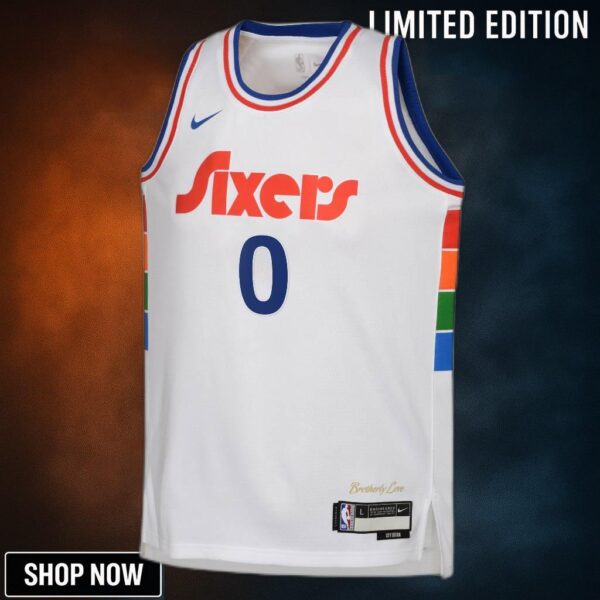 Philadelphia 76ers Nike City Edition Swingman Jersey - White Tyrese Maxey Youth