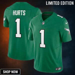 Philadelphia Eagles #1 Jalen Hurts Alternate Vapor Fuse Limited Jersey - Kelly Green