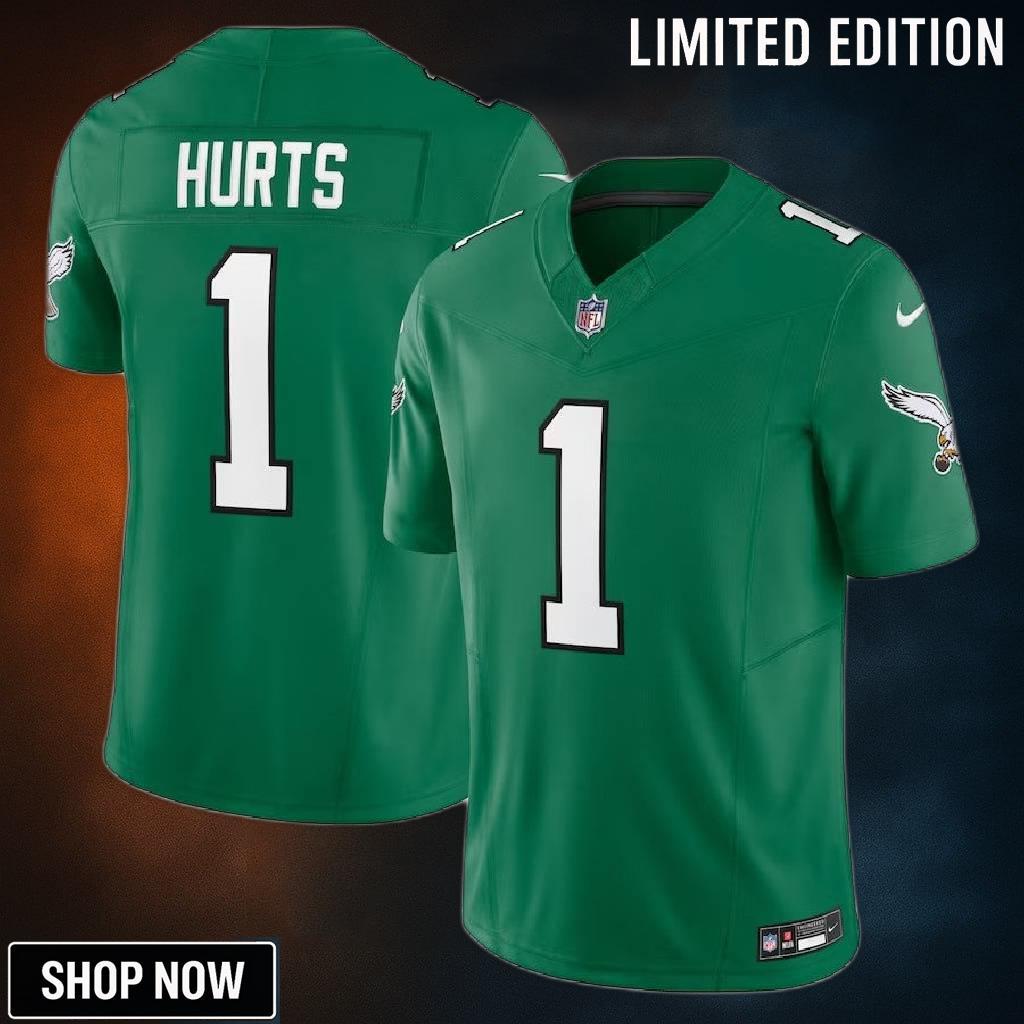 Philadelphia Eagles #1 Jalen Hurts Alternate Vapor Fuse Limited Jersey - Kelly Green