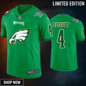 Philadelphia Eagles #4 Jake Elliott Jersey St. Patricks Day Kelly Green Lucky - Men