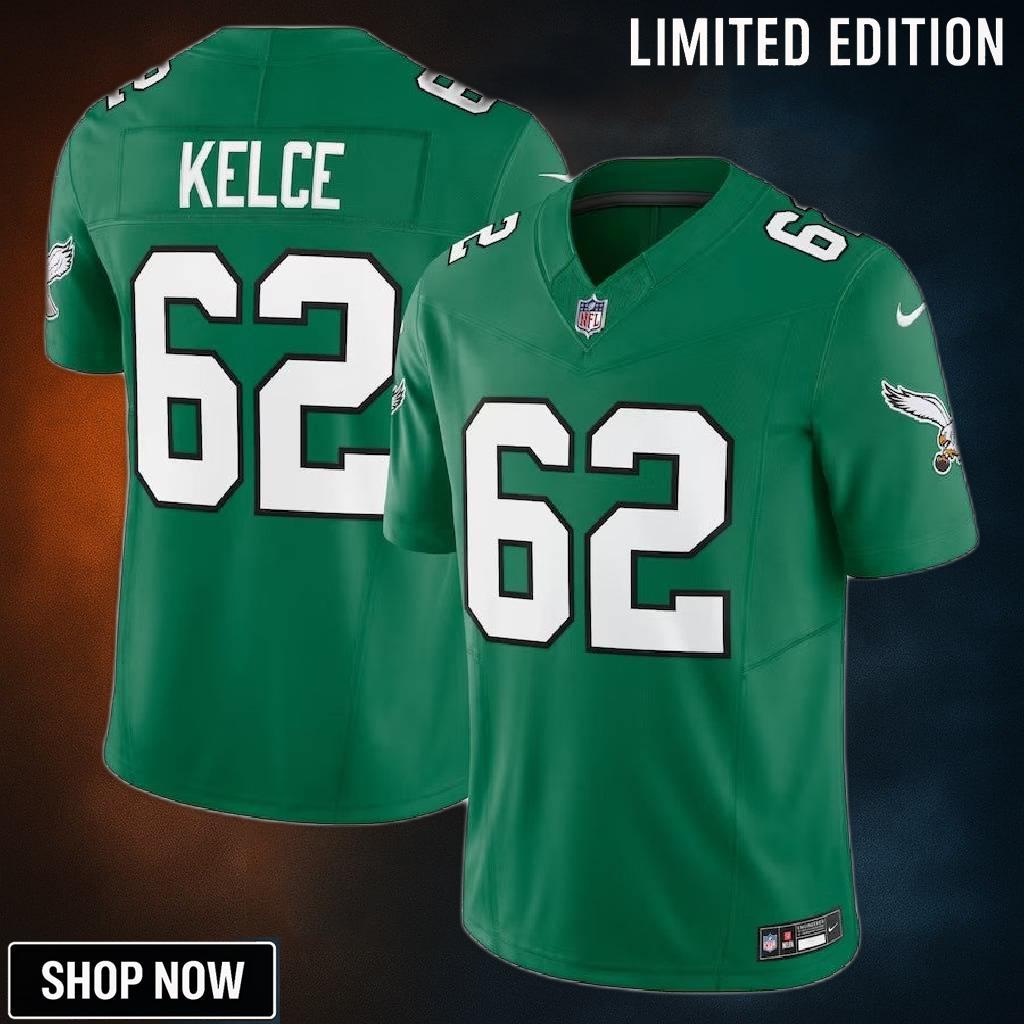 Philadelphia Eagles #62 Jason Kelce Alternate Vapor Fuse Limited Jersey - Kelly Green