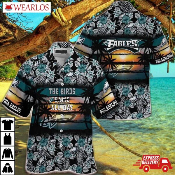 Philadelphia Eagles Birds All Day Sunset Hawaiian Shirt