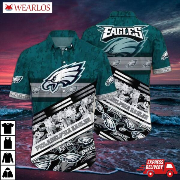 Philadelphia Eagles Bold Floral Stripes Hawaiian Shirt