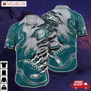 Philadelphia Eagles Claw Marks Gridiron Hawaiian Shirt