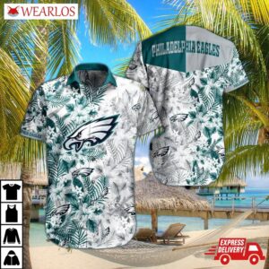 Philadelphia Eagles Floral Whiteout Hawaiian Shirt