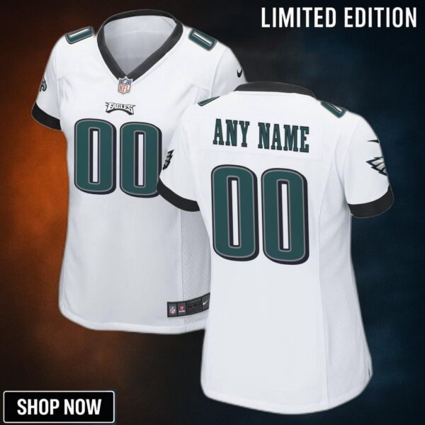 Philadelphia Eagles Womens Custom Game Jersey - White Jerseys Nfl