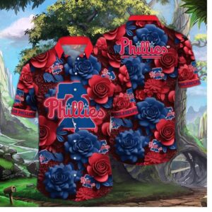 Philadelphia Phillies Bold Floral Emblem Hawaiian Shirt