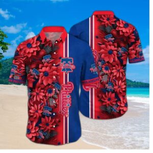 Philadelphia Phillies Floral Burst Hawaiian Shirt
