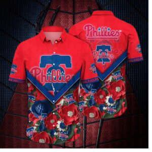 Philadelphia Phillies Floral Diamond Hawaiian Shirt