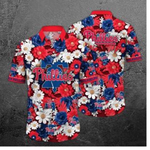 Philadelphia Phillies Floral Emblem Hawaiian Shirt