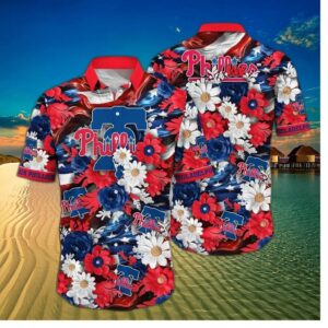 Philadelphia Phillies Floral Wave Hawaiian Shirt
