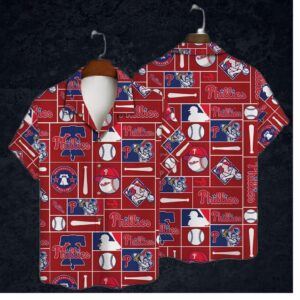 Philadelphia Phillies Retro Baseball Patchwork Hawaiian Shirt