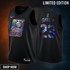 Phoenix Suns Cameron Johnson 23 Jersey Iridescent Holographic Black Limited Edition