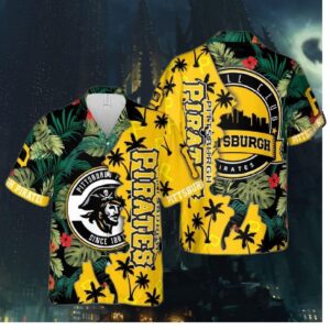 Pittsburgh Pirates Tropical Skyline Hawaiian Shirt