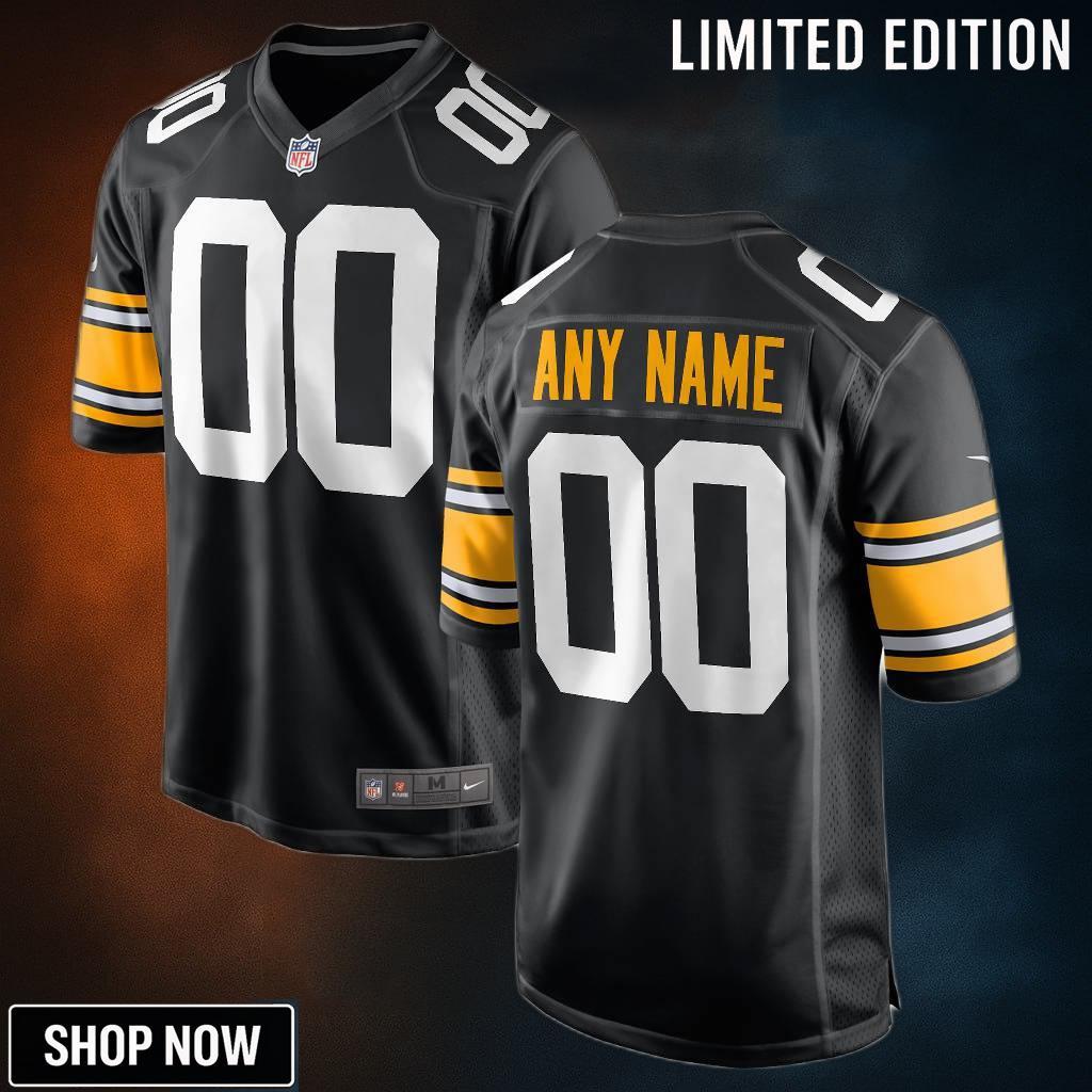 Pittsburgh Steelers Alternate Custom Game Jersey - Black Jerseys Nfl