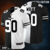 Pittsburgh Steelers Tj Watt #90 Nfl 2025 Black And White Jersey
